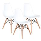 Kit 3 Cadeiras Charles Eames Eiffel Base Madeira Sala De Jan