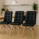 Kit 3 Cadeiras Charles Eames Gomos Preta