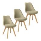 Kit 3 Cadeiras Charles Eames Leda Veludo Luisa Saarinen