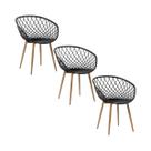 Kit 3 Cadeiras Clarice Nest Wood Com Apoio de Braço Preto Kit 3 Cadeiras Clarice Nest Wood Com Apoio de Braço Preto