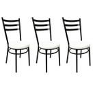 Kit 3 Cadeiras de Cozinha Redonda com Reforço Preta Assento Grosso Branco Kit 3 Cadeiras de Cozinha Redonda com Reforço Preta Assento Grosso Branco