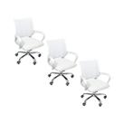 Kit 3 Cadeiras de Escritório Begonia Mesh Ergonômico Branco