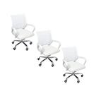 Kit 3 Cadeiras De Escritório Begonia Tela Mesh Ergonômico Branco