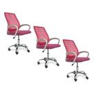 Kit 3 Cadeiras De Escritório Esteirinha Mesh Ergonômica Rosa Kit 3 Cadeiras De Escritório Esteirinha Mesh Ergonômica Rosa
