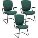 Kit 3 Cadeiras de Escritório Fixa Executiva Office Preto Slim Alta Flexi P03 PoliésterVerde -Lyam Kit 3 Cadeiras de Escritório Fixa Executiva Office Preto Slim Alta Flexi P03 PoliésterVerde -Lyam