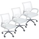 Kit 3 Cadeiras de Escritório Mesh Assento Estofado Base Giratória 9050 - Branca Kit 3 Cadeiras de Escritório Mesh Assento Estofado Base Giratória 9050 - Branca