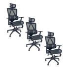 Kit 3 Cadeiras de Escritório Presidente Executiva Oficial Titan Preto Kit 3 Cadeiras de Escritório Presidente Executiva Oficial Titan Preto