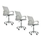 Kit 3 Cadeiras de Escritório Secretaria Diretor Roma Ergonômica - Branca Kit 3 Cadeiras de Escritório Secretaria Diretor Roma Ergonômica - Branca