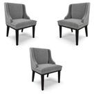 Kit 3 Cadeiras Decorativas Sala de Jantar Base Fixa de Madeira Firenze Linho Grafite/Preto G19 - Gran Belo Kit 3 Cadeiras Decorativas Sala de Jantar Base Fixa de Madeira Firenze Linho Grafite/Preto G19 - Gran Belo