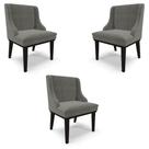 Kit 3 Cadeiras Decorativas Sala de Jantar Base Fixa de Madeira Firenze Suede Grafite/Preto G19 - Gran Belo Kit 3 Cadeiras Decorativas Sala de Jantar Base Fixa de Madeira Firenze Suede Grafite/Preto G19 - Gran Belo