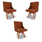 Kit 3 Cadeiras Decorativas Sala de Jantar Base Giratória de Madeira Firenze PU Nozes/Natural G19 - Gran Belo