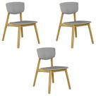 Kit 3 Cadeiras Decorativas Sala de Jantar Madeira Maciça Lang Linho Cinza/Freijó G13 - Gran Belo Kit 3 Cadeiras Decorativas Sala de Jantar Madeira Maciça Lang Linho Cinza/Freijó G13 - Gran Belo