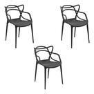 Kit 3 Cadeiras Decorativas Sala e Cozinha Feliti (PP) Preto G56 - Gran Belo
