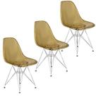 Kit 3 Cadeiras Eames Cristal Transparente Eiffel Base Metal Cromado Cor:Transparente Kit 3 Cadeiras Eames Cristal Transparente Eiffel Base Metal Cromado Cor:Transparente