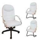 Kit 3 Cadeiras Escritório Day Brancas 1 giratória e 2 fixas Kit 3 Cadeiras Escritório Day Brancas 1 giratória e 2 fixas