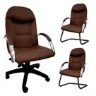 Kit 3 Cadeiras Escritório Day Marrom 1 Giratória E 2 Fixas Kit 3 Cadeiras Escritório Day Marrom 1 Giratória E 2 Fixas