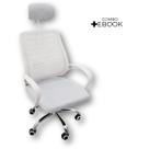 Kit 3 Cadeiras Escritório Diretor Mesh Encosto Branco + E-book
