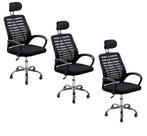 Kit 3 Cadeiras Escritório Diretor Tela Mesh Encosto De Cabeça com Ebook Kit 3 Cadeiras Escritório Diretor Tela Mesh Encosto De Cabeça com Ebook