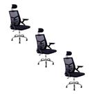 Kit 3 Cadeiras Escritório Executiva Diretor Relax Ergonômica Com Apoio De Cabeça Kit 3 Cadeiras Escritório Executiva Diretor Relax Ergonômica Com Apoio De Cabeça