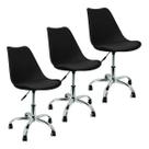 Kit 3 Cadeiras Home Office Leda Giratória, Base Cromada com Rodízios, Regulagem de Altura,Preto Kit 3 Cadeiras Home Office Leda Giratória, Base Cromada com Rodízios, Regulagem de Altura,Preto