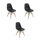 Kit 3 Cadeiras Jantar Eiffel Botonê Preto PU