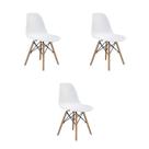 Kit 3 Cadeiras Jantar Eiffel Branca PP Base Madeira
