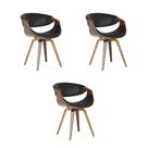 Kit 3 Cadeiras Jantar Nicole Preta Poliuretano