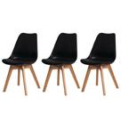 Kit 3 Cadeiras Mesa Sala De Jantar Saarinen Design Leda Wood Preta