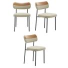 Kit 3 Cadeiras Mila Para Sala Jantar Gourmet em Aço-material sintético-Whisky-Linho-Gengibre-EdeCasaMoveis
