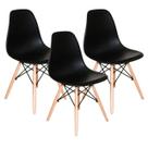 Kit 3 Cadeiras Moderna Sala Jantar Cozinha Eiffel Pé Palito Preto