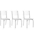 Kit 3 Cadeiras Nanda cromada para cozinha ou espaço gourmet-Assento branco