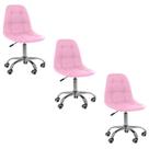 Kit 3 Cadeiras Office Eiffel Botonê Ajustável Base Giratória Rosa Kit 3 Cadeiras Office Eiffel Botonê Ajustável Base Giratória Rosa