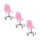 Kit 3 Cadeiras Office Eiffel Botonê Ajustável Oficial Rosa