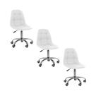 Kit 3 Cadeiras Office Eiffel Botonê Base Oficial Branco Kit 3 Cadeiras Office Eiffel Botonê Base Oficial Branco