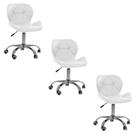 Kit 3 Cadeiras Office Eiffel Slim Com Base Giratória E Ajustável Branco Kit 3 Cadeiras Office Eiffel Slim Com Base Giratória E Ajustável Branco