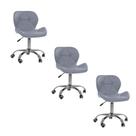 Kit 3 Cadeiras Office Eiffel Slim Com Base Giratória E Ajustável Cinza Kit 3 Cadeiras Office Eiffel Slim Com Base Giratória E Ajustável Cinza