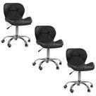 Kit 3 Cadeiras Office Eiffel Slim Com Base Giratória E Ajustável Preto Kit 3 Cadeiras Office Eiffel Slim Com Base Giratória E Ajustável Preto