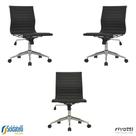 Kit 3 Cadeiras Office Sevilha PU Sem Braço Baixa Preta - Rivatti