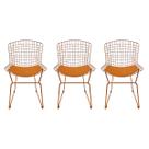Kit 3 Cadeiras para cozinha BERTOIA cobre - Poltronas do Sul