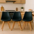 Kit 3 Cadeiras Para Mesa De Jantar Sala Cozinha Saarinen Design Leda Base Madeira Preta