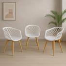 Kit 3 Cadeiras Para Mesa De Jantar Sala Cozinha Web Wood Branca Base Madeira