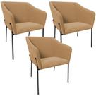 Kit 3 Cadeiras Para Sala De Jantar Estar Living Olívia L02 Bouclê Mostarda - Lyam Decor