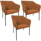 Kit 3 Cadeiras Para Sala de Jantar Estar Living Olívia L02 Bouclê Terracota - Lyam Decor