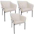 Kit 3 Cadeiras Para Sala de Jantar Estar Living Olívia L02 Linho Cru - Lyam Decor