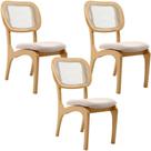 Kit 3 Cadeiras Para Sala De Jantar Estofada E Tela Mariah L02 Seude Bege
