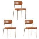 Kit 3 Cadeiras para Sala de Jantar material sintético Design Aço Carbono Lavinia Kit 3 Cadeiras para Sala de Jantar material sintético Design Aço Carbono Lavinia