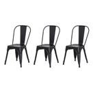 Kit 3 Cadeiras Tolix Iron Design Preto Fosco Aço Industrial Sala Cozinha Jantar Bar