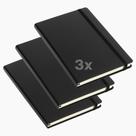 Kit 3 Caderneta Capa Dura Tipo Moleskine Universitaria 80 Fl