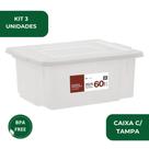 Kit 3 Caixa Alimentícia 60L Frigorifica Com Tampa Multiuso Pro