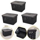 Kit 3 Caixa Cesto Organizador Multiuso Empilhável 17 L Preto Kit 3 Caixa Cesto Organizador Multiuso Empilhável 17 L Preto